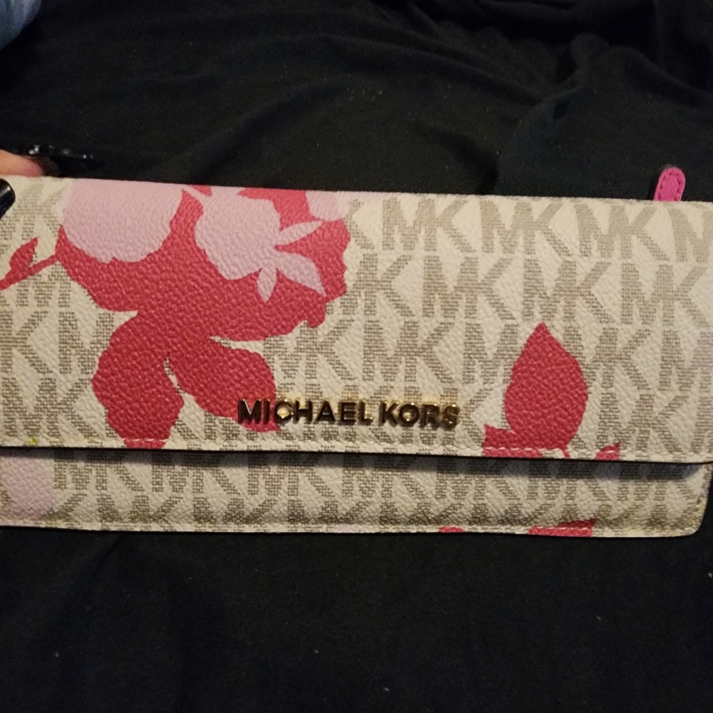 Michael Kors Beige and Pink Floral Wallet